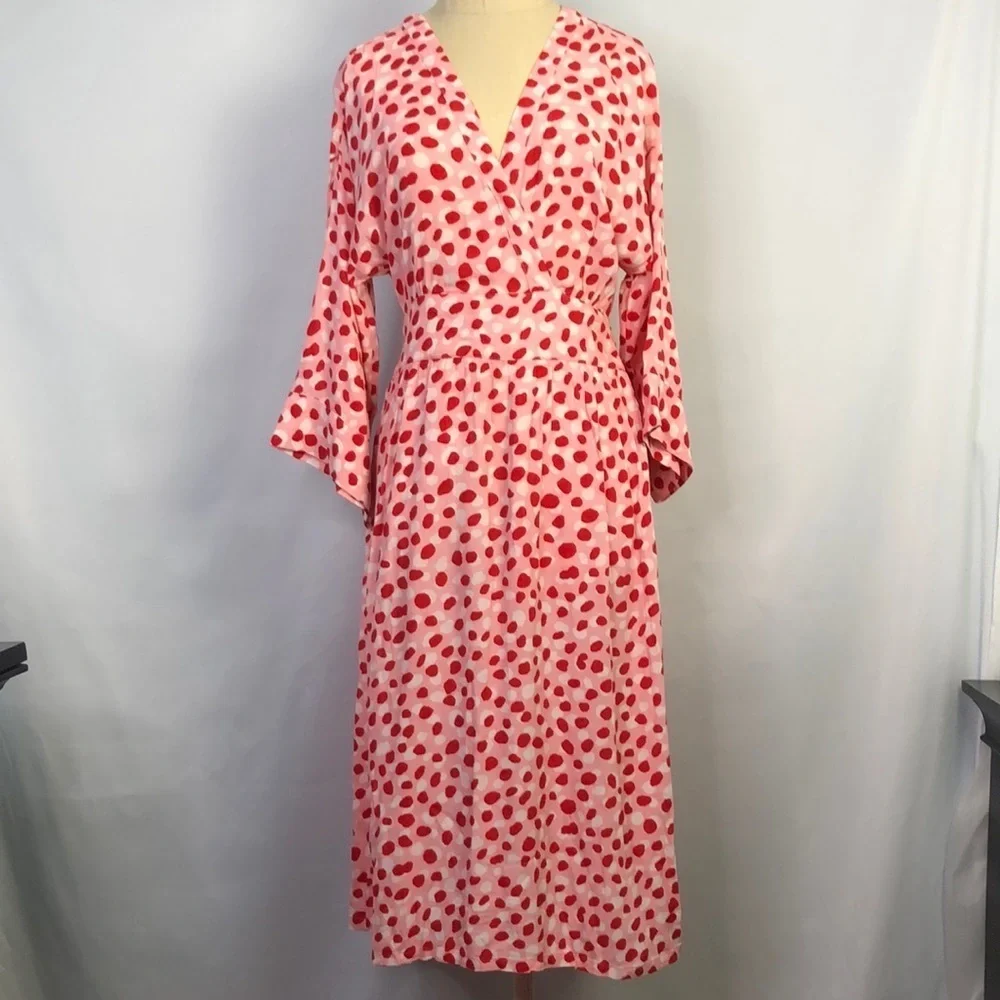 Free Assembly's Dolman Sleeve Red/ Pink/ White Dress Size S